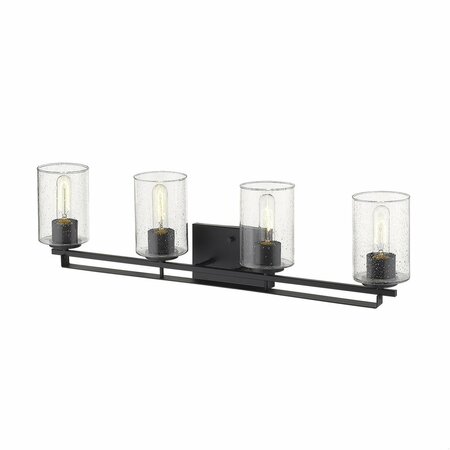 Homeroots 9.5 x 31.5 x 6 in. Orella 4-Light Matte Black Sconce 398694